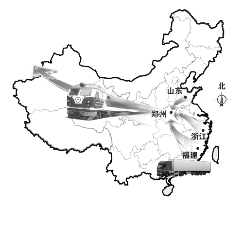 　未來(lái)將有更多沿海城市的貨物集中到鄭州，然后搭乘鄭歐班列出口歐洲。扈森 制圖