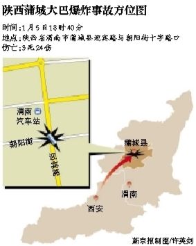 昨日18時(shí)40分左右，一輛由西安開往蒲城的大巴在蒲城縣城發(fā)生爆炸。據(jù)當(dāng)?shù)匦侣劙l(fā)布會(huì)通報(bào)，此次事故導(dǎo)致