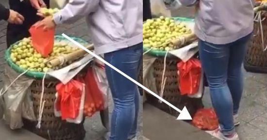 網(wǎng)上流傳的短片顯示，賣棗子棗子的小販以偷龍轉(zhuǎn)鳳的手段把棗子換掉。