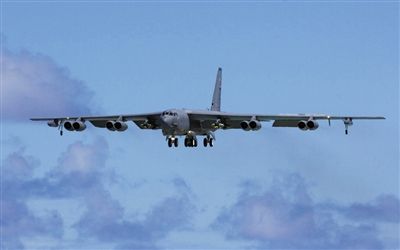美軍B-52戰(zhàn)略轟炸機。其為韓三大核保護傘之一。