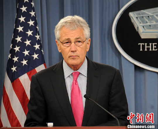 資料圖:華盛頓時(shí)間4月29日,美國(guó)防長(zhǎng)哈格爾與到訪的日本防衛(wèi)大臣小野寺五典舉行會(huì)晤。中新社發(fā) 德永健 攝