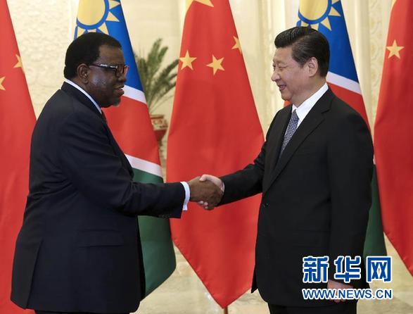 4月8日，國家主席習(xí)近平在北京人民大會堂會見納米比亞總理根哥布。新華社記者 龐興雷 攝