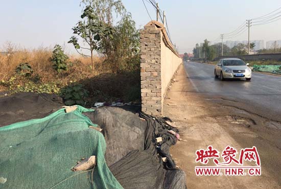 一墻之隔，一邊是道路，一邊是垃圾和荒草，市民質(zhì)疑其為遮羞墻。