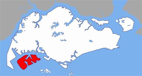 紅色為PX工廠所在裕廊島，與新加坡主城區(qū)距離5公里